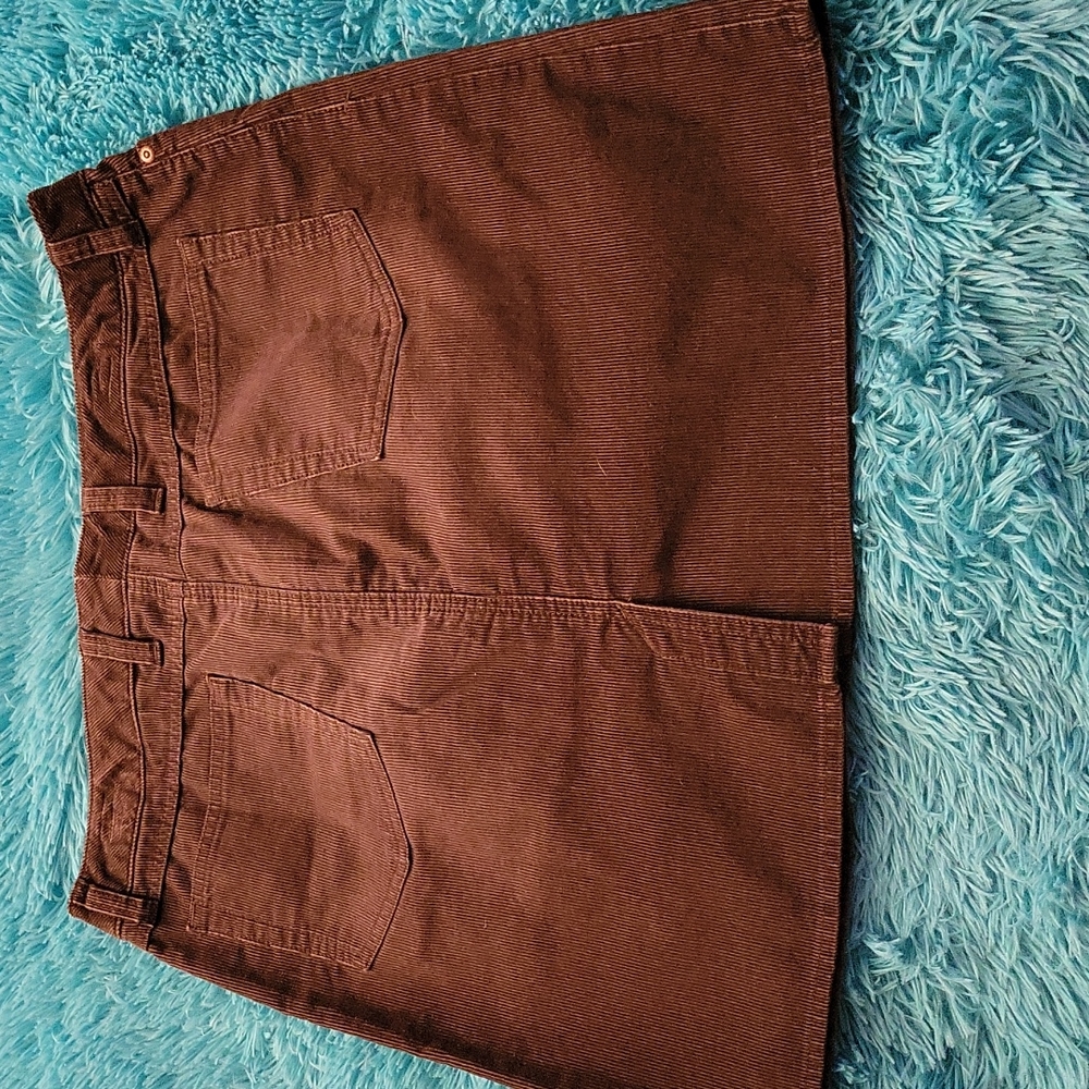 Eddie Bauer Chocolate Brown Brushed Corduroy Skirt Size 14